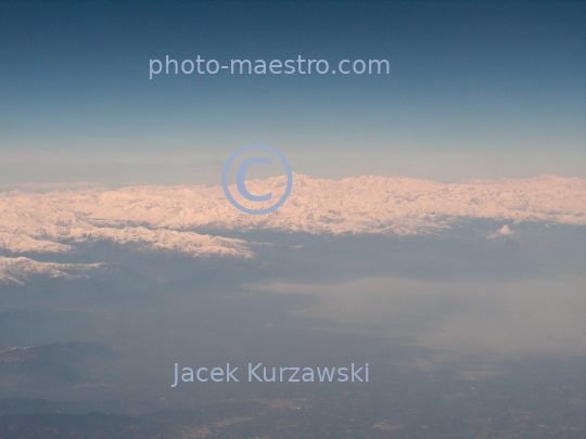 France,Alpes,winter,mountains snow-covered Alpes,aerial image,flight from Bergamo to Marseille