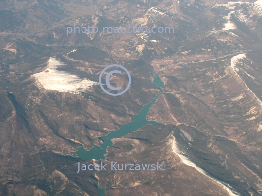 France,Alpes,winter,mountains snow-covered Alpes,aerial image,Provence,Castillon Lake