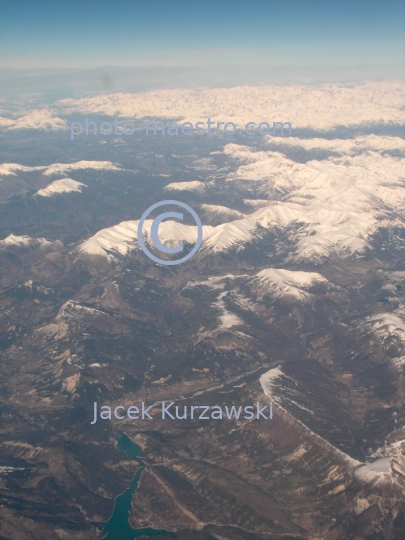 France,Alpes,winter,mountains snow-covered Alpes,aerial image,Provence,Castillon Lake