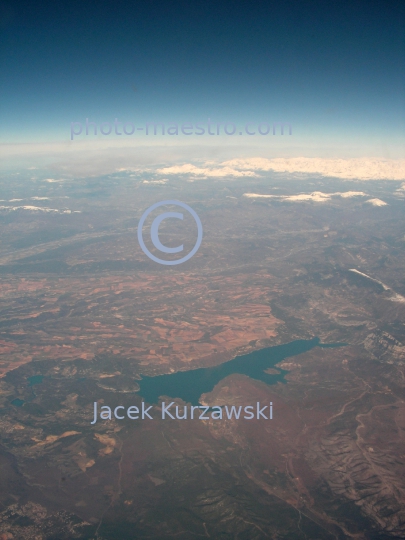 France,Alpes,winter,mountains snow-covered Alpes,aerial image,Provence,lake of Sainte Croix,lake