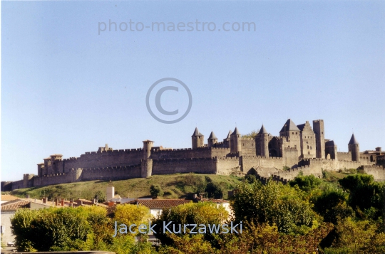 France,Carcassonne, Languedoc-Roussillon-Midi-Pyrénées,cite,walls,panoramical view,medieval architecture,history