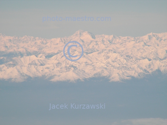 France,massif Mont Blanc,Alpes,winter,mountains snow-covered Alpes,aerial image,flight from Bergamo to Marseille