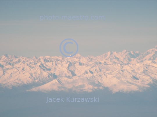 France,massif Mont Blanc,Alpes,winter,mountains snow-covered Alpes,aerial image,flight from Bergamo to Marseille