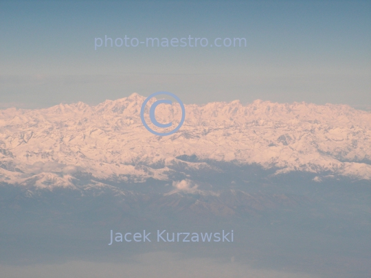 France,massif Mont Blanc,Alpes,winter,mountains snow-covered Alpes,aerial image,flight from Bergamo to Marseille