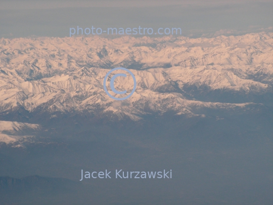 France,massif Mont Blanc,Alpes,winter,mountains snow-covered Alpes,aerial image,flight from Bergamo to Marseille