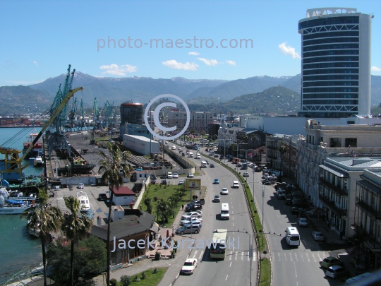 Georgia,Batumi,city center,architecture,buildings ,architecture,panoramical view,boulvard,harbour,port,Black Sea,ships,vessels,aerial image