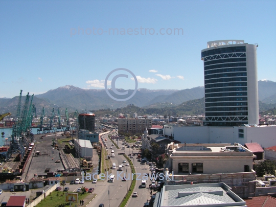 Georgia,Batumi,city center,architecture,buildings ,architecture,panoramical view,boulvard,harbour,port,Black Sea,ships,vessels,aerial image