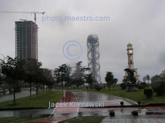 Georgia,Batumi,city center,architecture,buildings,port,harbour,boulvard,twilight,rainy weather,Black Sea