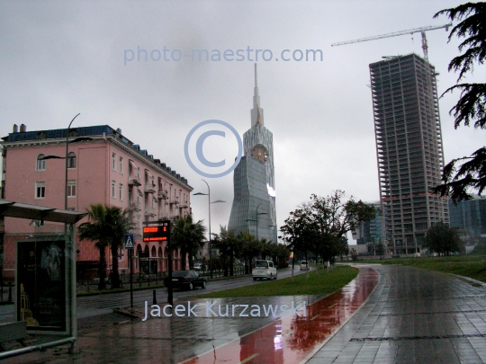 Georgia,Batumi,city center,architecture,buildings,port,harbour,boulvard,twilight,rainy weather,Black Sea