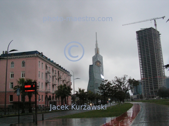 Georgia,Batumi,city center,architecture,buildings,port,harbour,boulvard,twilight,rainy weather,Black Sea