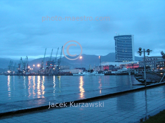 Georgia,Batumi,city center,architecture,buildings,rainy weather,architecture,panoramical view,twilight,rainy weather,ilumination