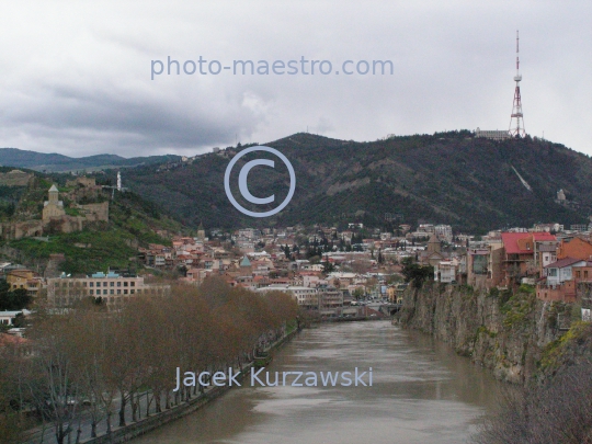 Georgia,Tibilisi,capital city of Georgia,city center,architecture,buildings,Old Town,panoramical image,traditional buildings,Kura river