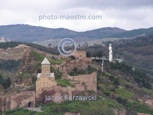 Georgia,Tibilisi,capital city of Georgia,city center,architecture,buildings,Old Town,panoramical image,traditional buildings,temple,Mother Georgia