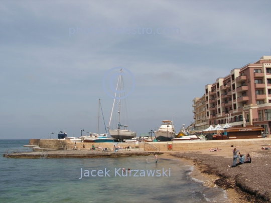 Malta,Gozo,beach,Xwejni Bay,buildings,village,sea