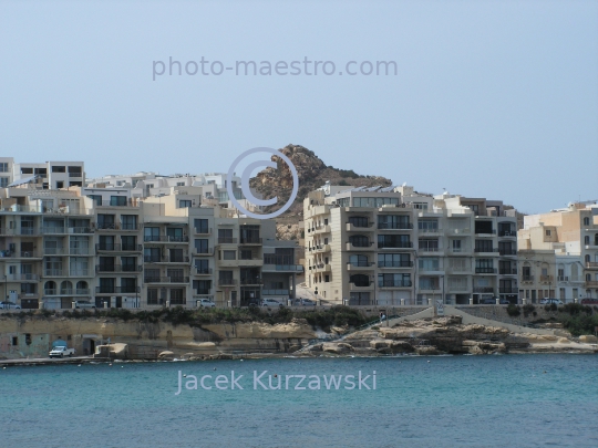 Malta,Gozo,beach,Xwejni Bay,buildings,village,sea