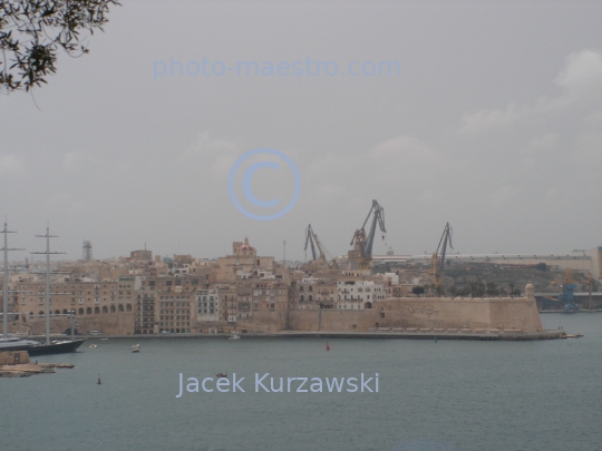 Malta,Valetta,architecture,port,haven,harbor,cranes,ships