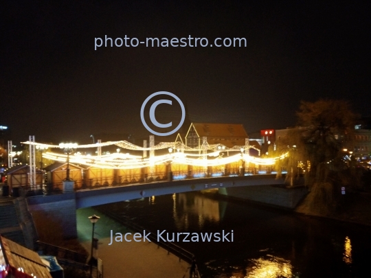 Poland,Bydgoszcz,Kuyavian-Pomeranian Voivodeship,Old Town,architecture,city center,Christmas,night,aerial view