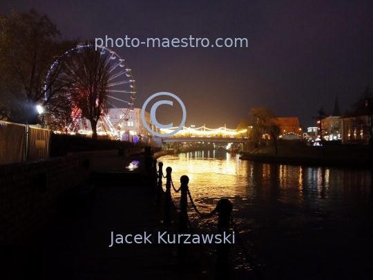 Poland,Bydgoszcz,Kuyavian-Pomeranian Voivodeship,Old Town,architecture,city center,Christmas,night,sighting wheel