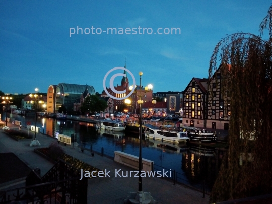 Poland,Bydgoszcz,Kuyavian-Pomeranian Voivodeship,Old Town,architecture,Lloyd's Palace,twilight,sunset,Brda river