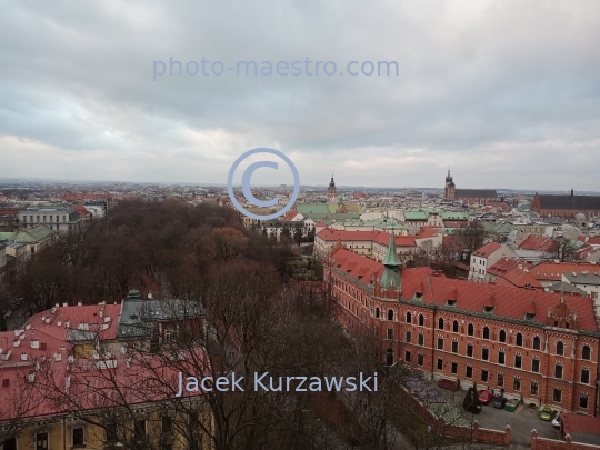 Poland,Cracow,Lesser Poland Voivodeship,architecture,monouments,history,city,center,ambience,winter,Wawel,aerial view,panoramical view