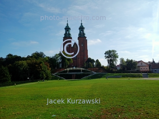 Poland,Gniezno,Greater Poland Voivodeship,architecture,panoramical view,city center,monuments,Cathedra,medieval architecture,Lech Hill