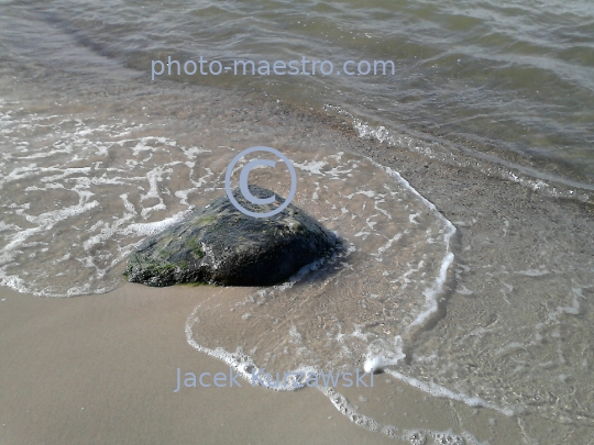 Poland,Kolobrzeg,West Pomeranian Voivodeship,sea shore,sand,Baltic Sea,beach,ambience,stone in water,decoration,nature