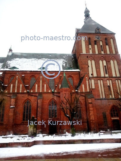 Poland,Koszalin,West Pomeranian voivodeship,city center,,architecture,buildings,winter,ghotic,Cathedral