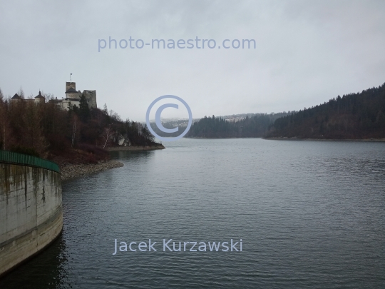 Poland,Niedzica,Lesser Poland Voivodeship,Czorsztyn Lake, man-made lake,winter,ambience,Castle