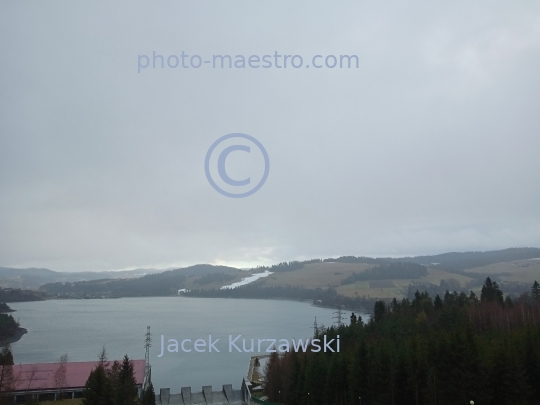 Poland,Niedzica,Lesser Poland Voivodeship,Czorsztyn Lake, man-made lake,winter,ambience,dam