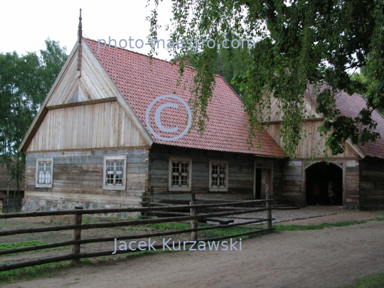 Poland,Olsztynek,Warmian-Masurian Voivodeship,wooden architecture,etnographic museum,ancient architecture,wooden buildings