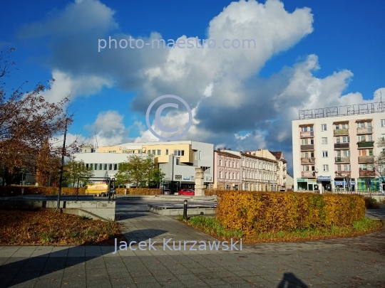 Poland,Pila,Greater Poland Voivodeship,architecture,panoramical view,city center,winter,clouds