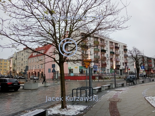 Poland,Pila,Greater Poland Voivodeship,architecture,panoramical view,city center,winter,illumination