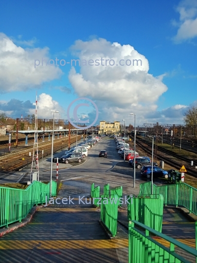 Poland,Pila,Greater Poland Voivodeship,architecture,panoramical view,city center,wunter,railway station