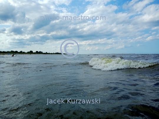 Poland,Pomerania,Baltic sea in Mikoszewo,stormy weather,waves