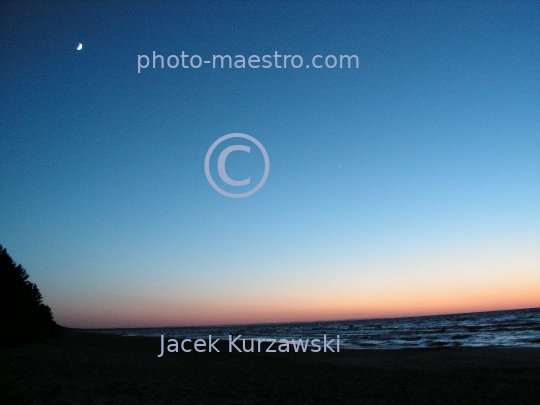 Poland,Pomerania,Baltic sea in Stegna,sunset,twilight