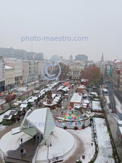 Poland,Poznan,Greater Poland Voivodeship,architecture,Plac Wolnosci,winter,aerial view