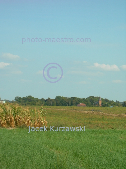 Poland,Sumin,Kuyavian-Pomeranian Voivodeship,nature,acriculture,landscape,church,panoramicla view