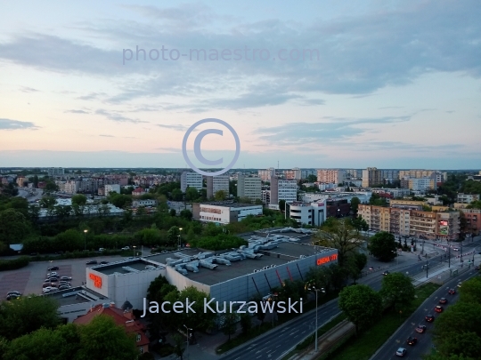 Poland,Torun,Kuyavian-Pomeranian Voivodeship,architecture,aerial view,Chelminskie,district,sunset