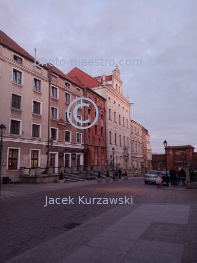 Poland,Torun,Kuyavian-Pomeranian Voivodeship,architecture,Old Town,panoramical view,Zeglarska Str.,Baroque,Palace,sunset,ilumination