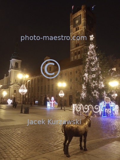 Poland,Torun,Kuyavian-Pomeranian Voivodeship,architecture,OldTown,Town Hall,ilumination,winter,Christmas decoration