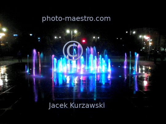 Poland,Torun,Kuyavian-Pomeranian Voivodeship,Old Town,Cosmopolis fountain,ilumination,night