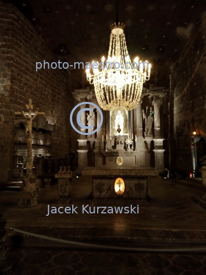 Poland,Wieliczka,Lesser Poland Voivodeship,mine of salt.chamber,sculptures,church,altar,interiors,UNESCO