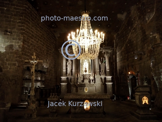 Poland,Wieliczka,Lesser Poland Voivodeship,mine of salt.chamber,sculptures,church,altar,interiors,UNESCO