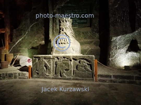 Poland,Wieliczka,Lesser Poland Voivodeship,mine of salt.chamber,sculpturesKing Casimir Great,interiors,UNESCO