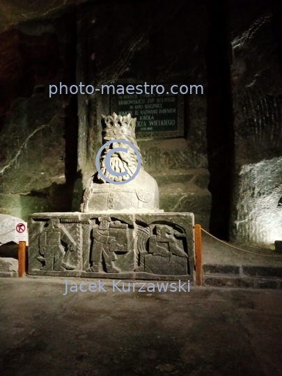 Poland,Wieliczka,Lesser Poland Voivodeship,mine of salt.chamber,sculpturesKing Casimir Great,interiors,UNESCO